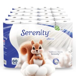 Serenity Soft 3-Ply Quilted Toilet Paper – 60-Roll Bulk Pack