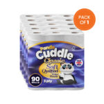 Panda Cuddle Toilet Paper – 90 Rolls (3-Ply, Quilted, Unscented)